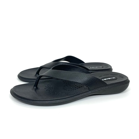 Okabashi Splash Solid Black Comfort Flip Flops Sandals Elevated Heel Size M/L - Picture 4 of 15